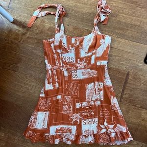 Orange Paris Patterned Sun dress